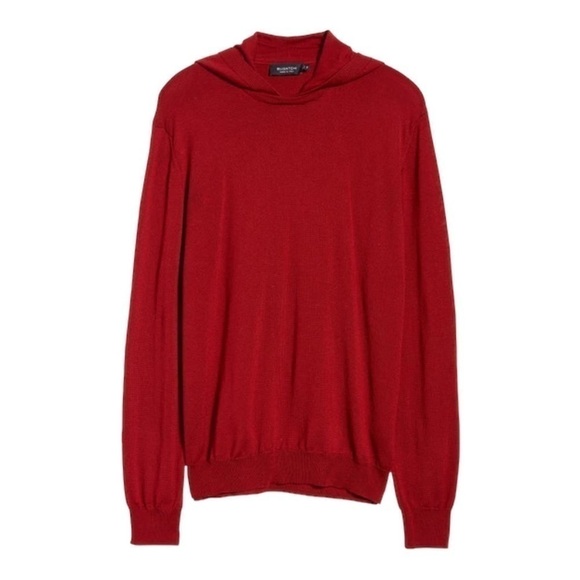 𝅺bugatchi MERINO WOOL HOODED PULLOVER IN RUBY - Picture 1 of 12